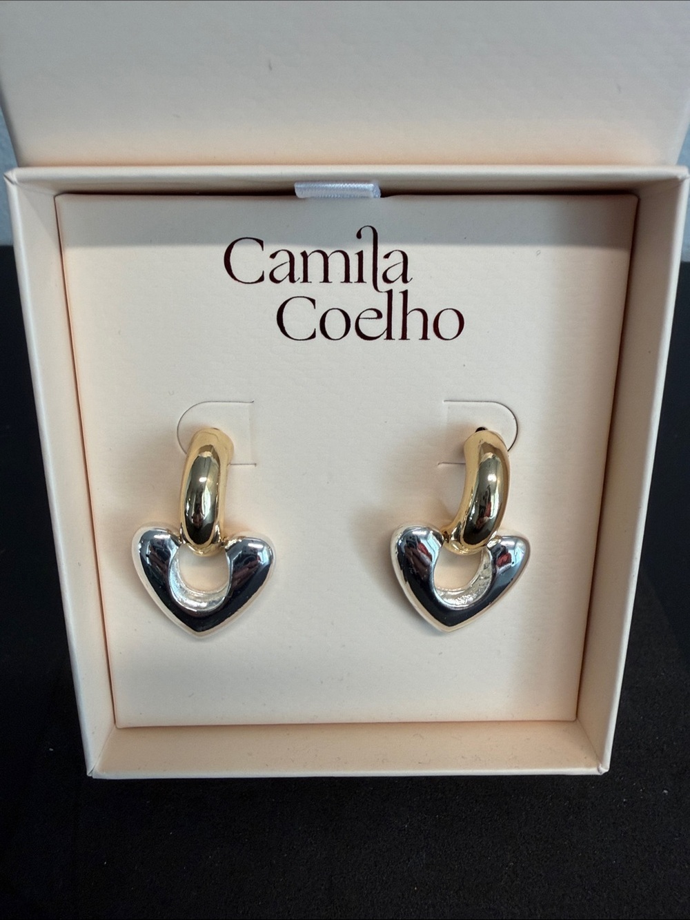 Camila Coelho | Two-Tone Heart Drop Earrings ✨